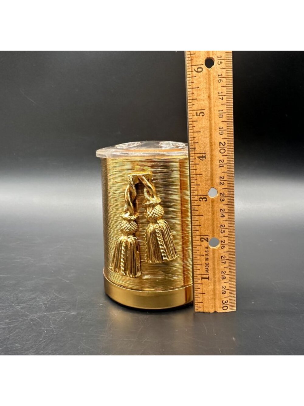 Vintage Gold Hollywood Regency Toothbrush Holder Tassel Stylebuilt USA Retro - Picture 11 of 13